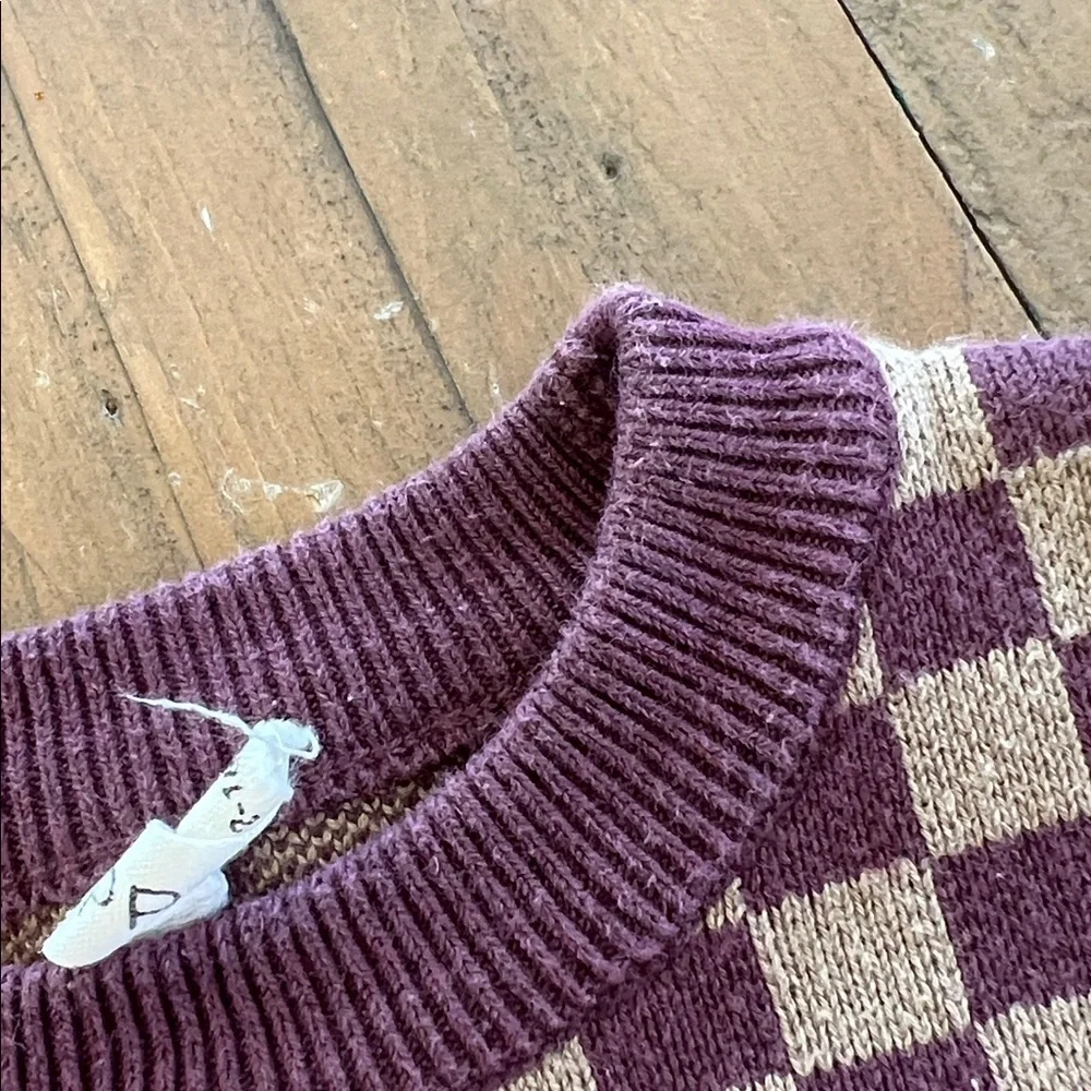 Pippin knit Purple Checkered Sweater and Leggings Set kids 12-18 months